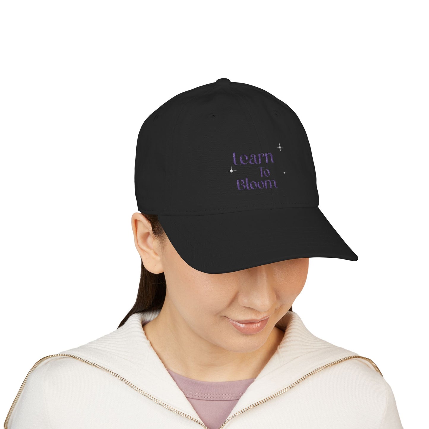 Learn To Bloom Baseball Cap Embroidery